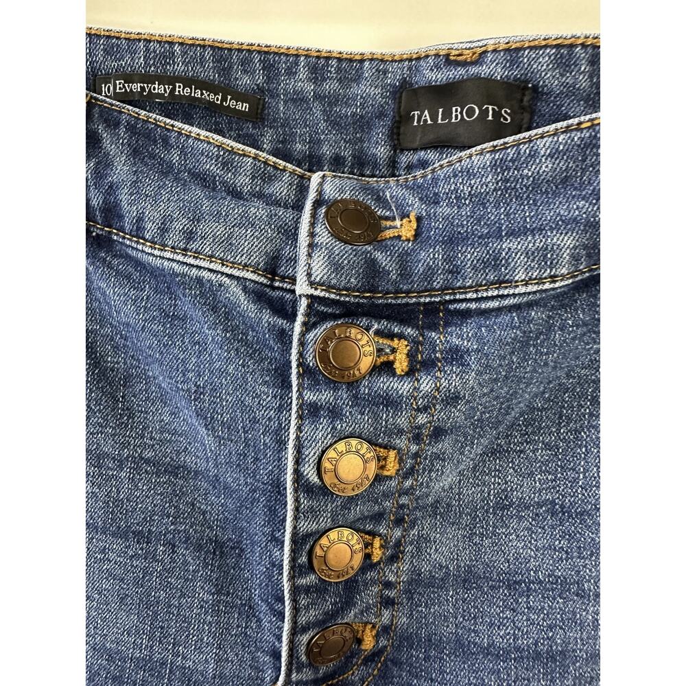 Talbots Everyday Relaxed Jeans Button Fly Stretch Medium Wash Blue Denim Size 10 - Picture 3 of 11
